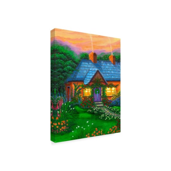 Bonnie B Cook 'Rose Cottage Blue Roof' Canvas Art,24x32